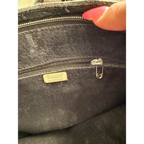 BALLY Vintage Shoulder Bag Purse Ostrich Black Ladies - Picture 11 of 14